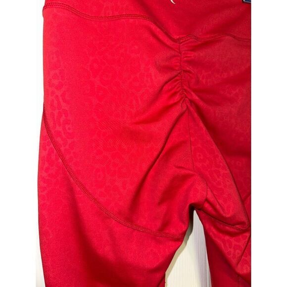 Zyia Light N Tight Cross Front Red Leopard Ruched Back Hi-Rise Leggings Sz 8-10 - Picture 12 of 16